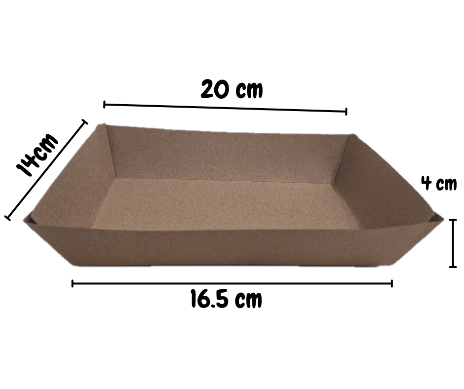 Charola Papel Kraft Plato Desechable 20x14cm 50pz